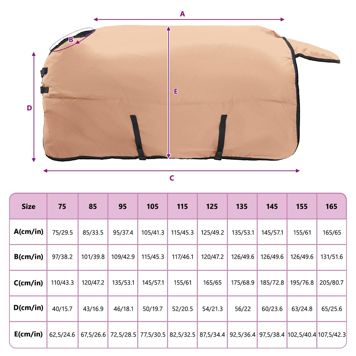 Coperta per Cavalli Cappuccino 135 cm Poliestere | homemem39