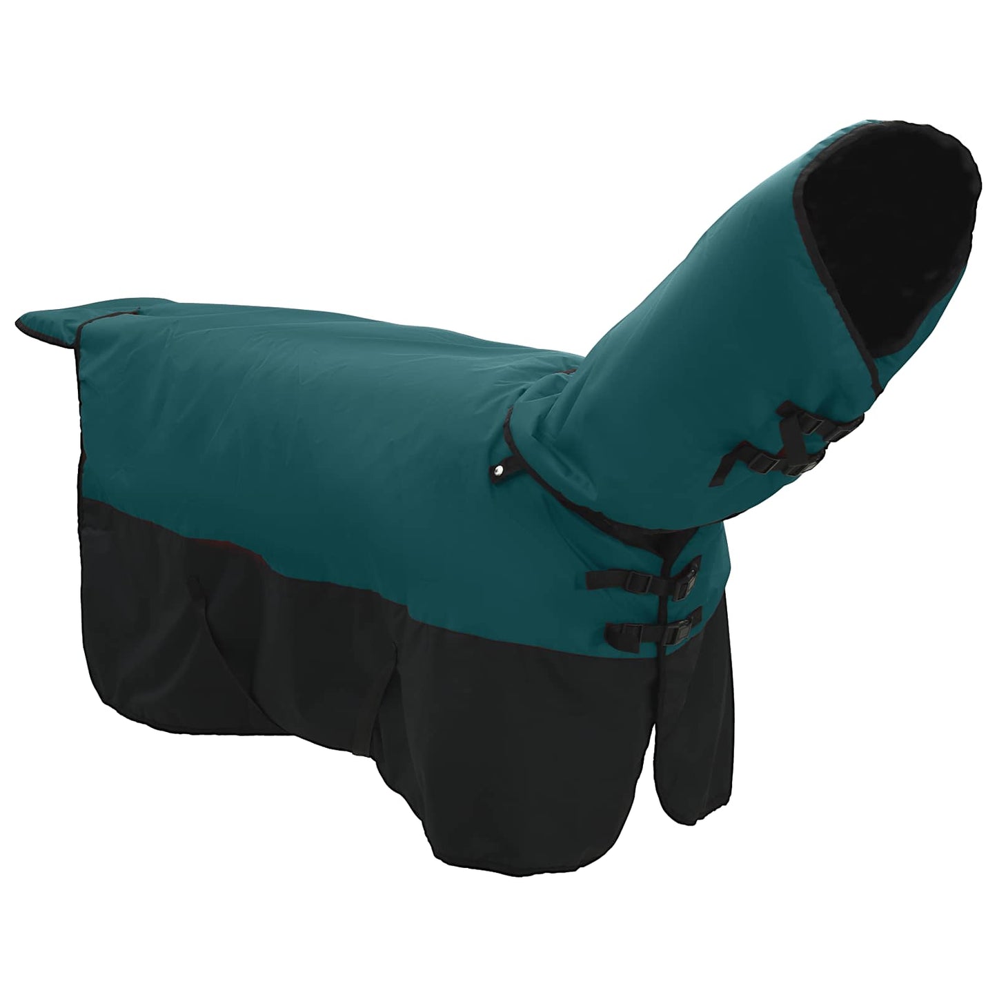 Coperta per Cavalli Verde Scuro e Nero 75 cm Poliestere