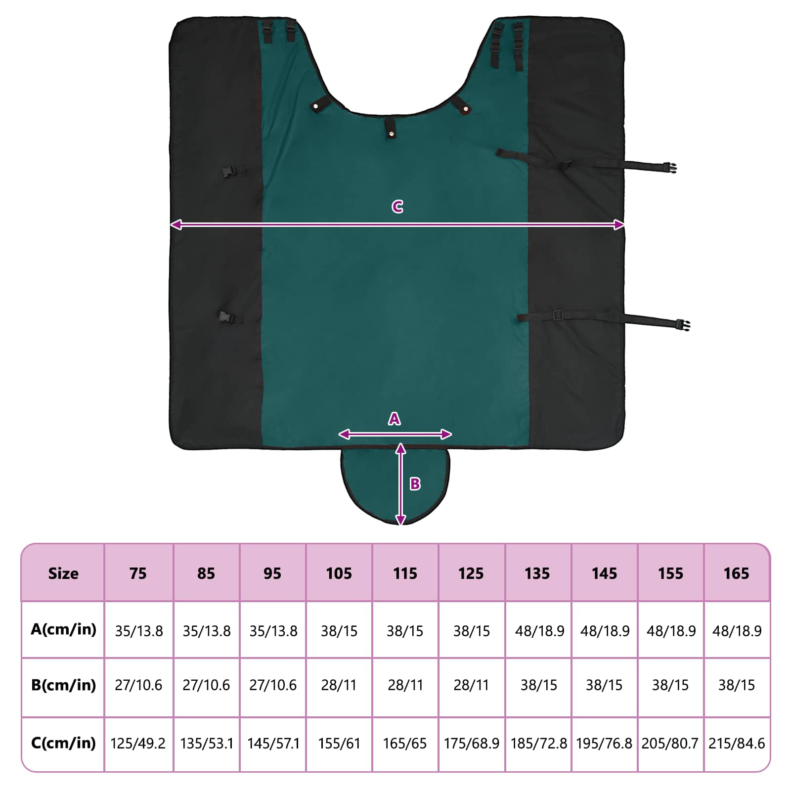 Coperta per Cavalli Verde Scuro e Nero 85 cm Poliestere | homemem39