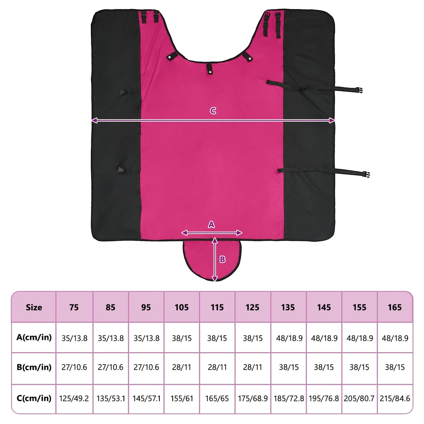 Coperta per Cavalli Rosa e Nero 105 cm Poliestere