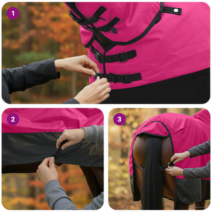 Coperta per Cavalli Rosa e Nero 115 cm Poliestere