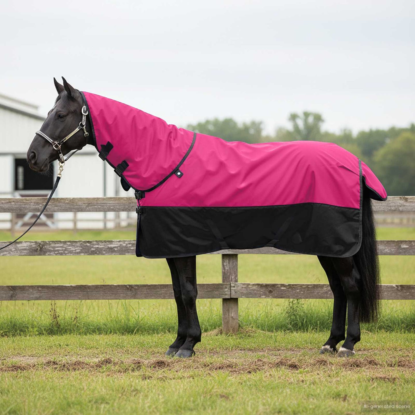 Coperta per Cavalli Rosa e Nero 165 cm Poliestere | homemem39
