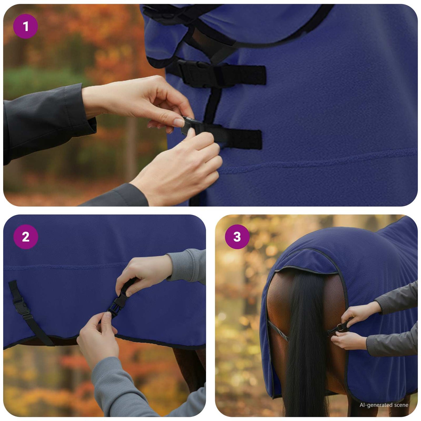 Coperta per Cavalli Blu navy 135 cm Poliestere | homemem39