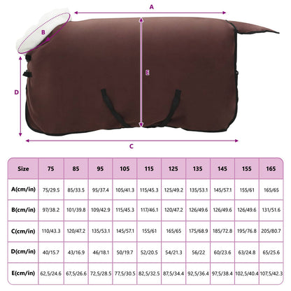 Coperta per Cavalli Marrone Scuro Completo 75 cm Felpa in pile | homemem39
