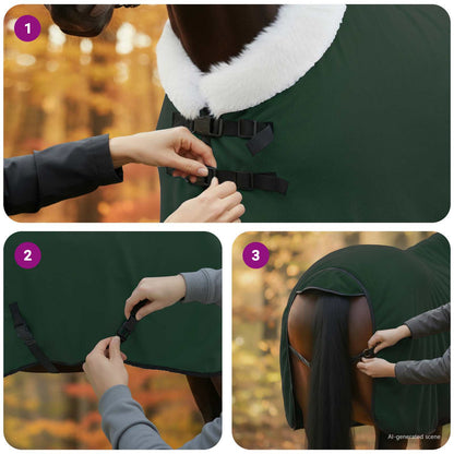 Coperta per Cavalli Verde scuro completo 105 cm Felpa in pile | homemem39