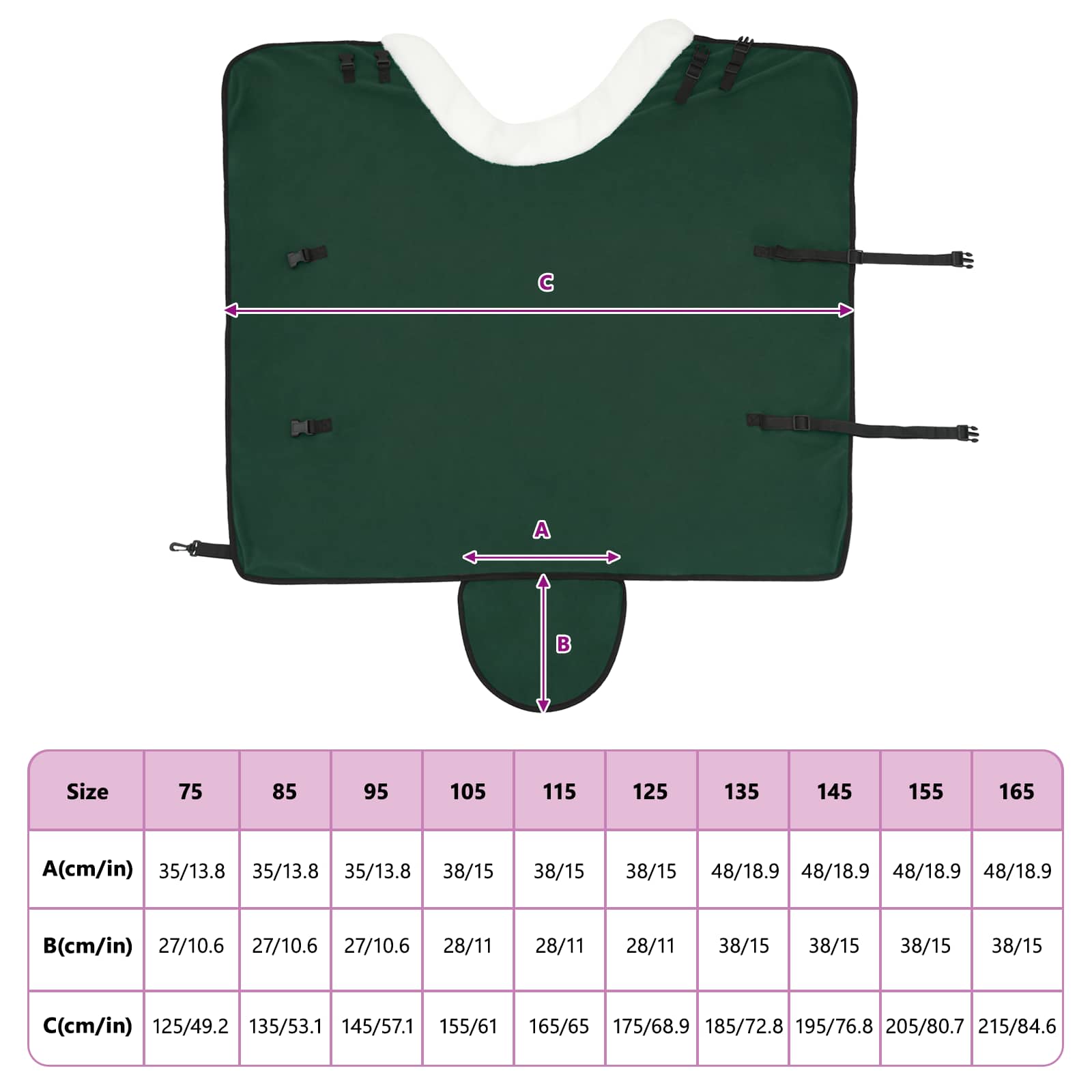 Coperta per Cavalli Verde scuro completo 115 cm Felpa in pile | homemem39