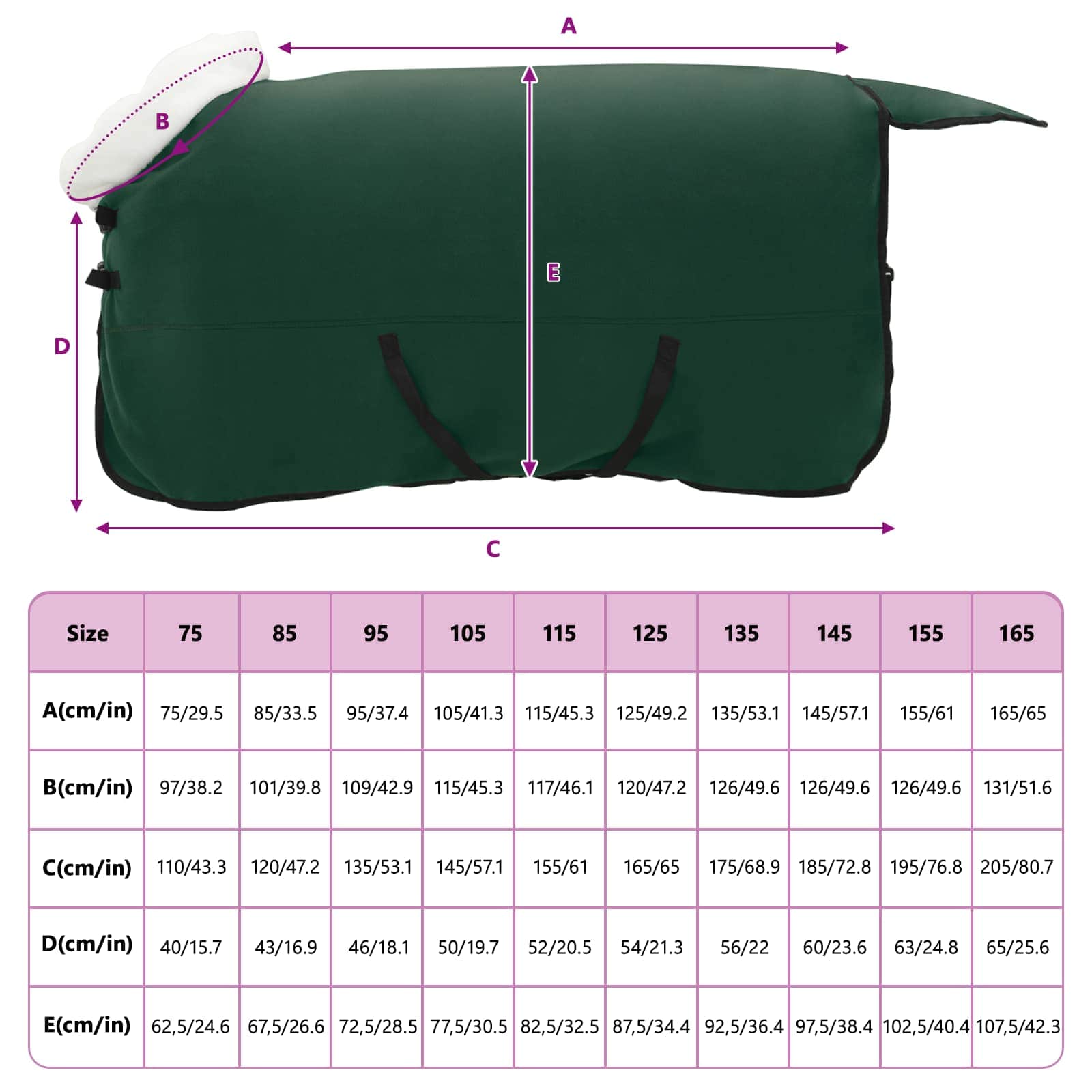 Coperta per Cavalli Verde scuro completo 125 cm Felpa in pile | homemem39