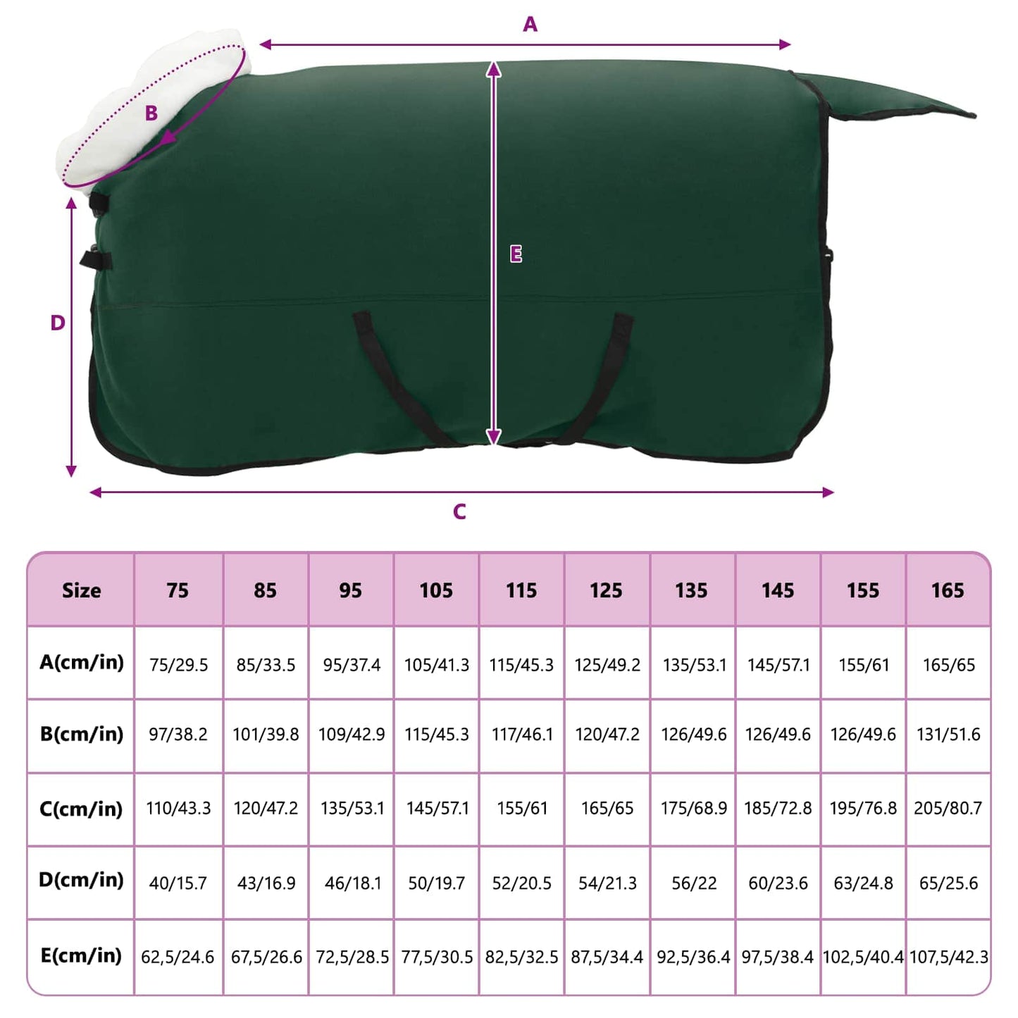 Coperta per Cavalli Verde scuro completo 135 cm Felpa in pile | homemem39