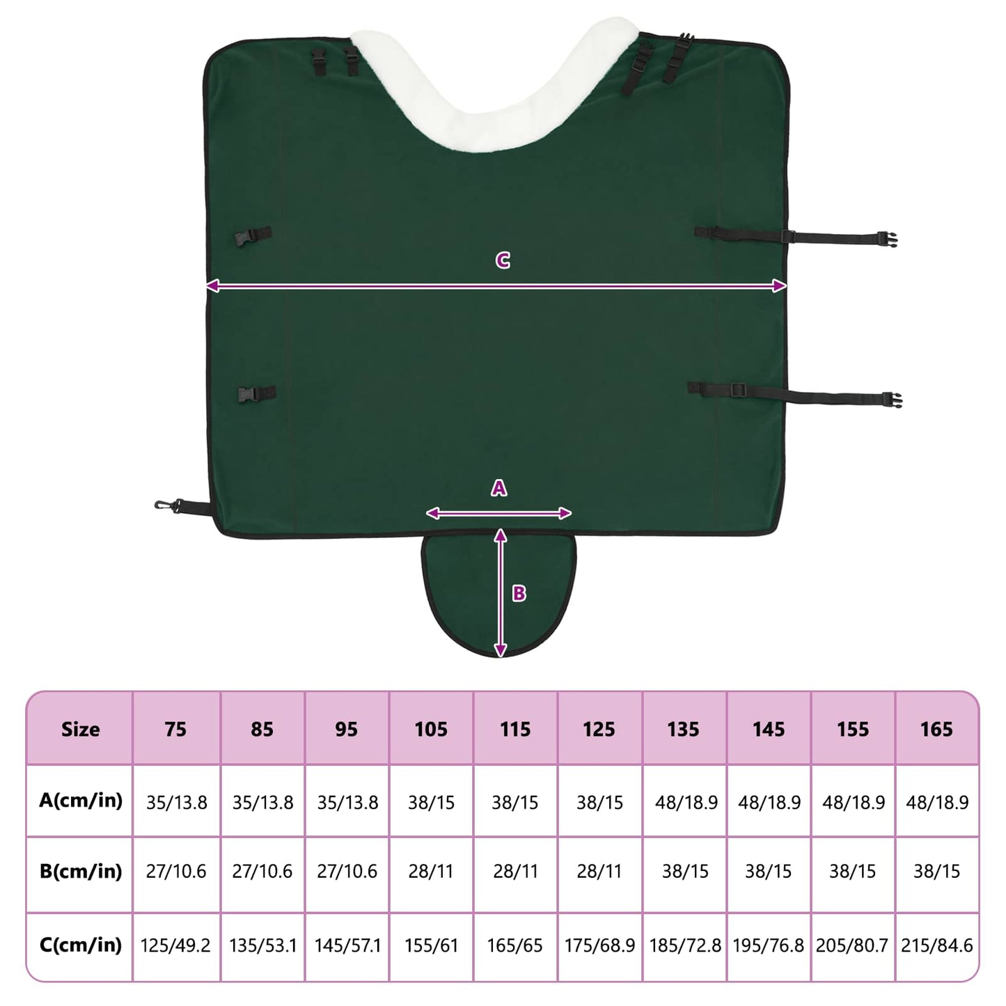 Coperta per Cavalli Verde scuro completo 145 cm Felpa in pile | homemem39