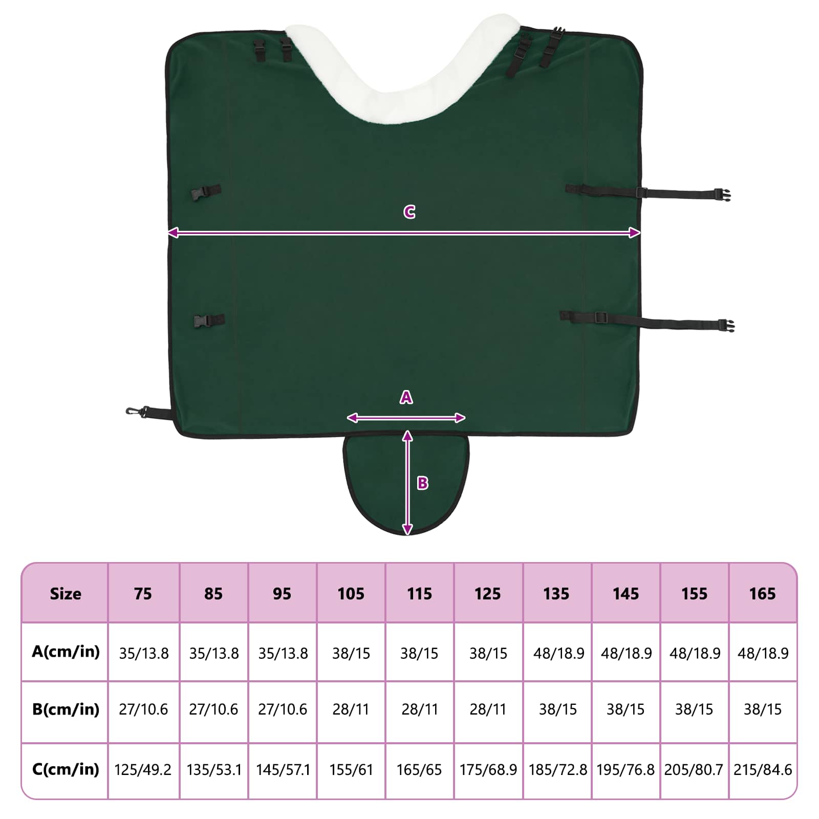 Coperta per Cavalli Verde scuro completo 155 cm Felpa in pile | homemem39