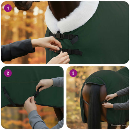 Coperta per Cavalli Verde scuro completo 165 cm Felpa in pile | homemem39