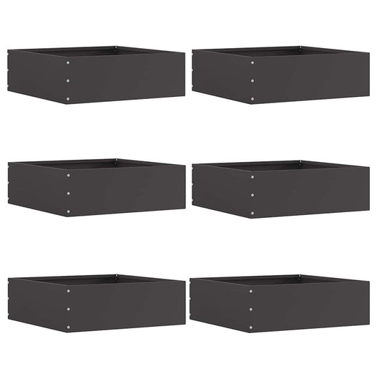 Bordura per Prato 6 pcs Nero 40 x 40 x 13 cm Acciaio