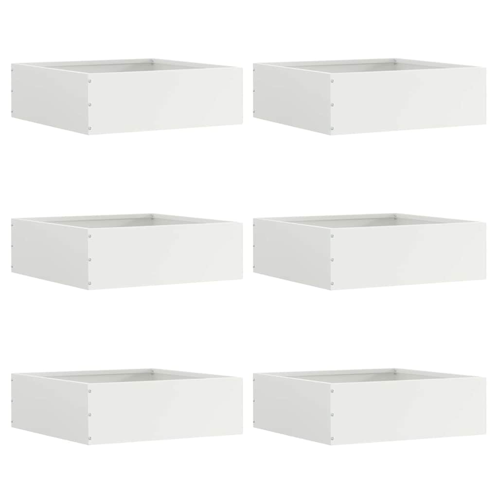 Bordura per Prato 6 pcs Bianco 40 x 40 x 13 cm Acciaio