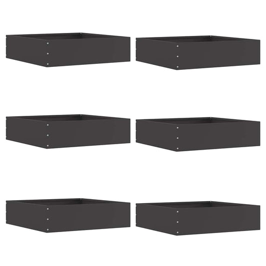 Bordura per Prato 6 pcs Nero 50 x 50 x 13 cm Acciaio