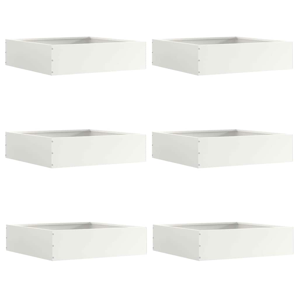 Bordura per Prato 6 pcs Bianco 50 x 50 x 13 cm Acciaio