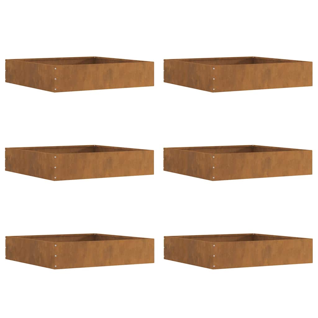 Bordura per Prato 6 pcs Ruggine 60 x 60 x 13 cm