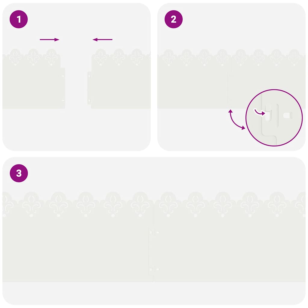 Bordure per prato 20 pcs Bianco 103 x 0,05 x 22 cm Acciaio