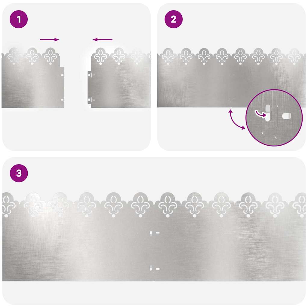 Bordure per prato 20 pcs Argento 103 x 0,05 x 22 cm