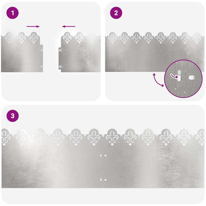 Bordure per prato 30 pcs Argento 103 x 0,05 x 22 cm