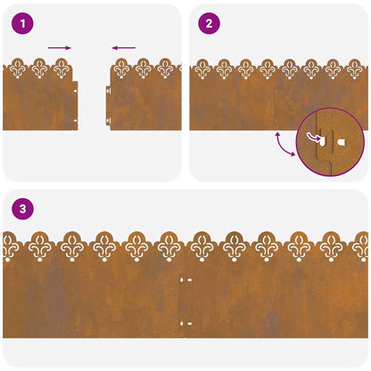 Bordure per prato 10 pcs Ruggine 103 x 0,05 x 22 cm