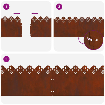 Bordure per prato 20 pcs Ruggine 103 x 0,05 x 22 cm | homemem39