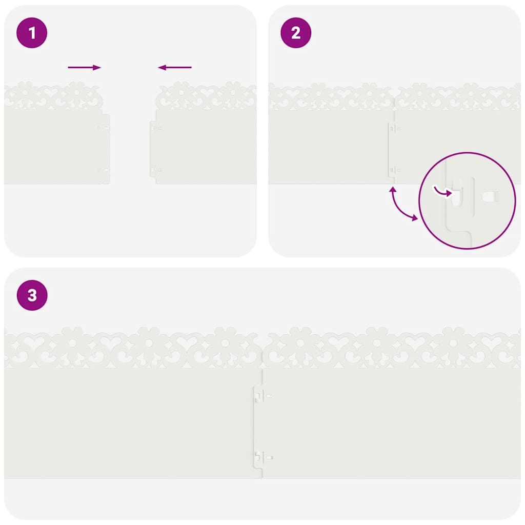 Bordure per prato 10 pcs Bianco 103 x 0,05 x 22 cm Acciaio