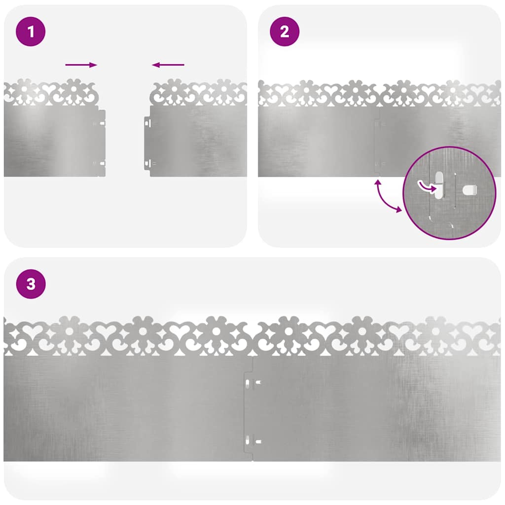 Bordure per prato 30 pcs Argento 103 x 0,05 x 22 cm