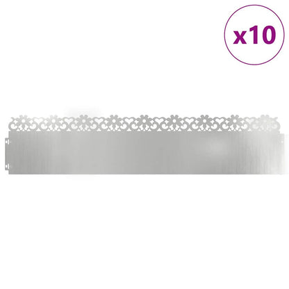 Bordure per prato 10 pcs Argento 103 x 0,05 x 22 cm