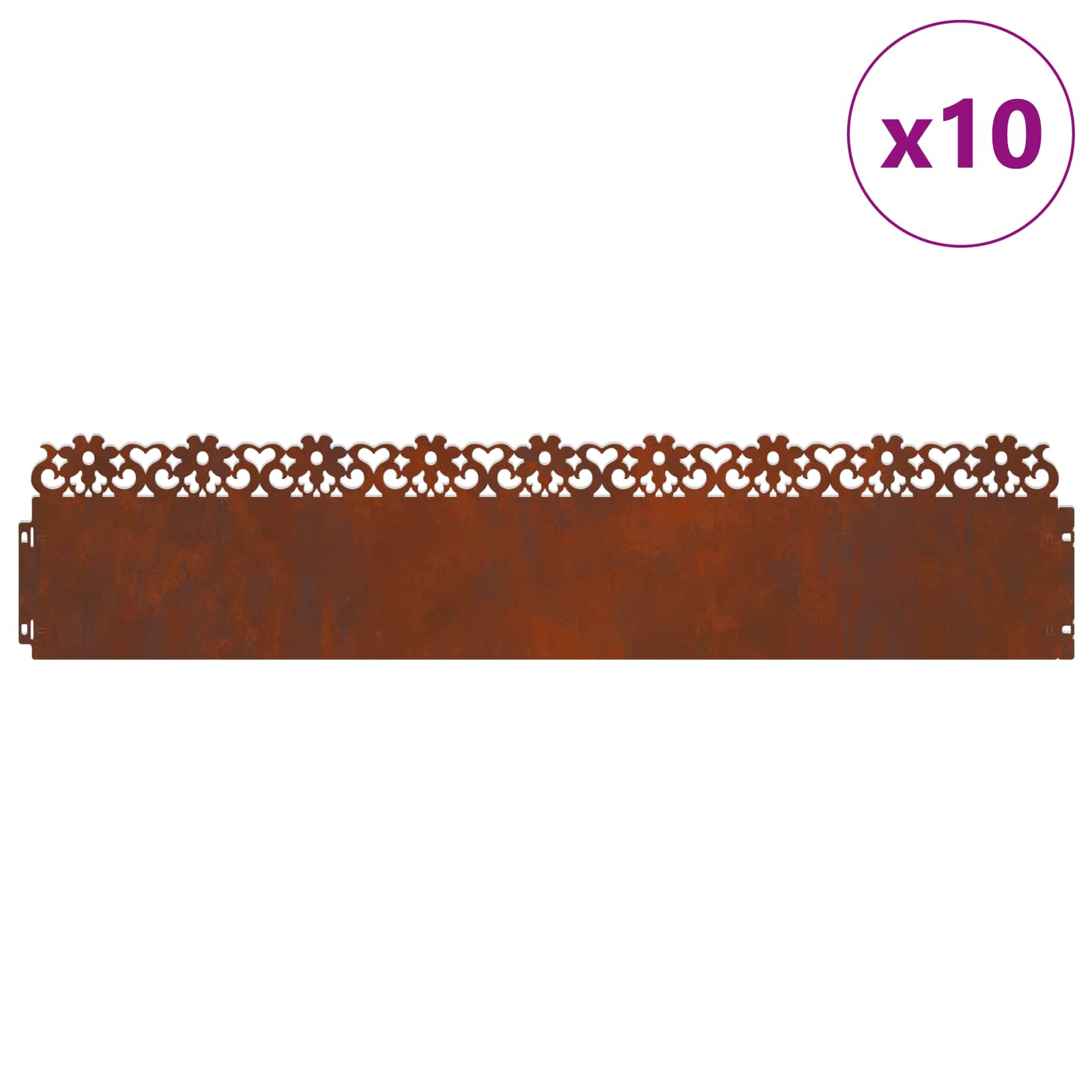 Bordure per prato 10 pcs Ruggine 103 x 0,05 x 22 cm | homemem39