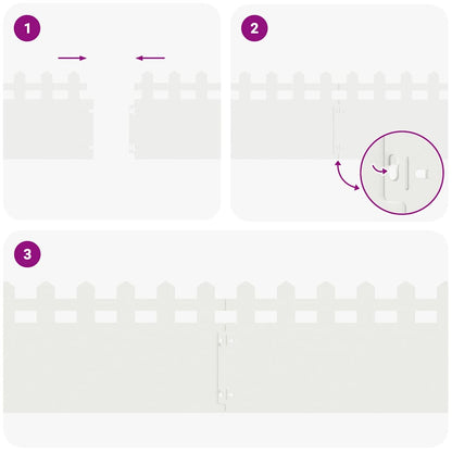 Bordure per prato 30 pcs Bianco 103 x 0,05 x 22 cm Acciaio