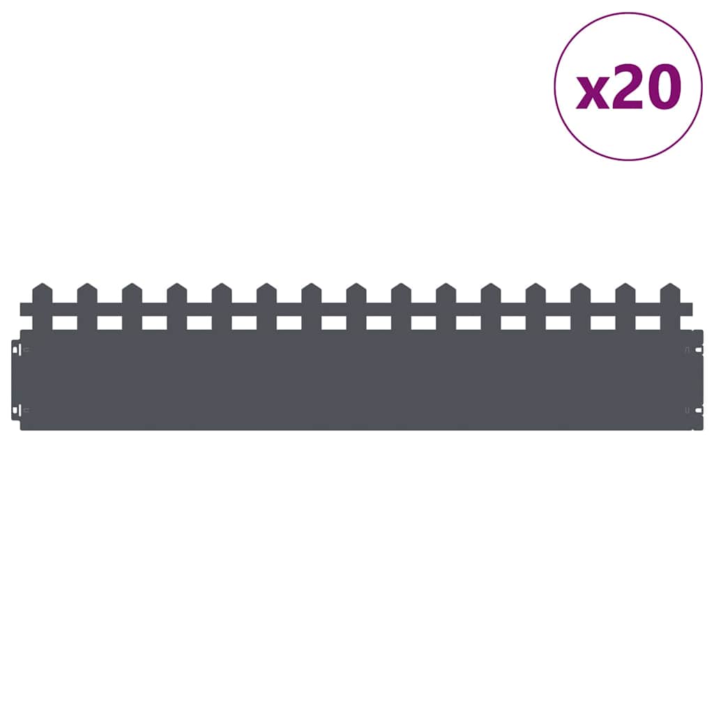 Bordure per prato 20 pcs Antracite 103 x 0,05 x 22 cm Acciaio