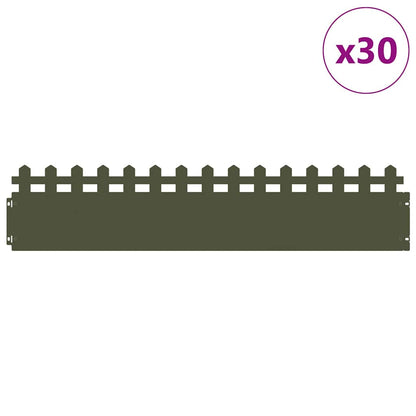 Bordure per prato 30 pcs Verde oliva 103 x 0,05 x 22 cm Acciaio