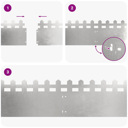 Bordure per prato 10 pcs Argento 103 x 0,05 x 22 cm