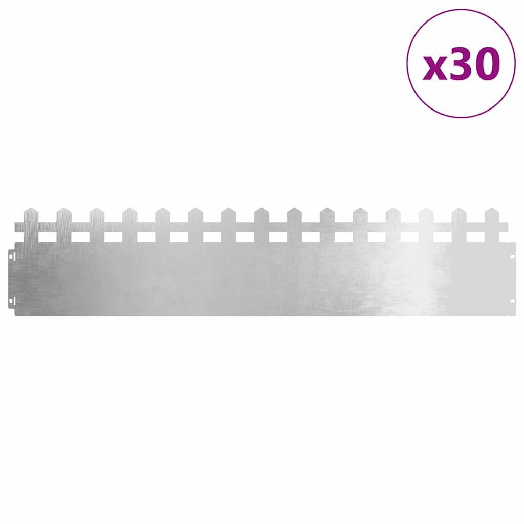 Bordure per prato 30 pcs Argento 103 x 0,05 x 22 cm