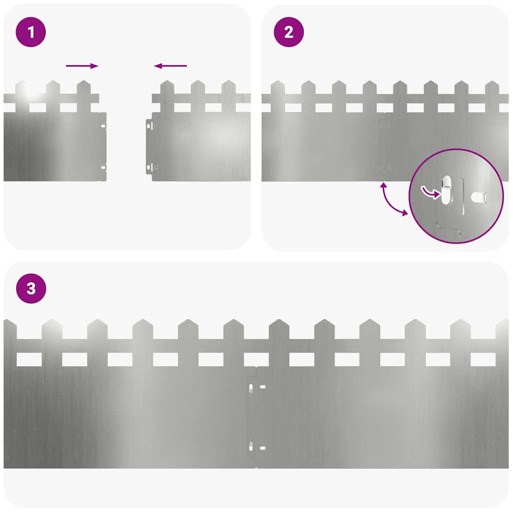 Bordure per prato 10 pcs Argento 103 x 0,05 x 22 cm | homemem39