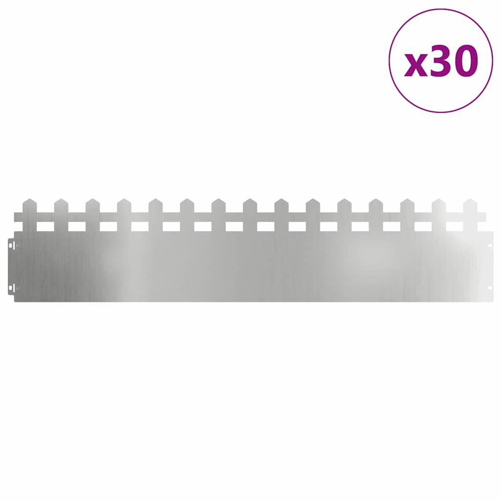 Bordure per prato 30 pcs Argento 103 x 0,05 x 22 cm
