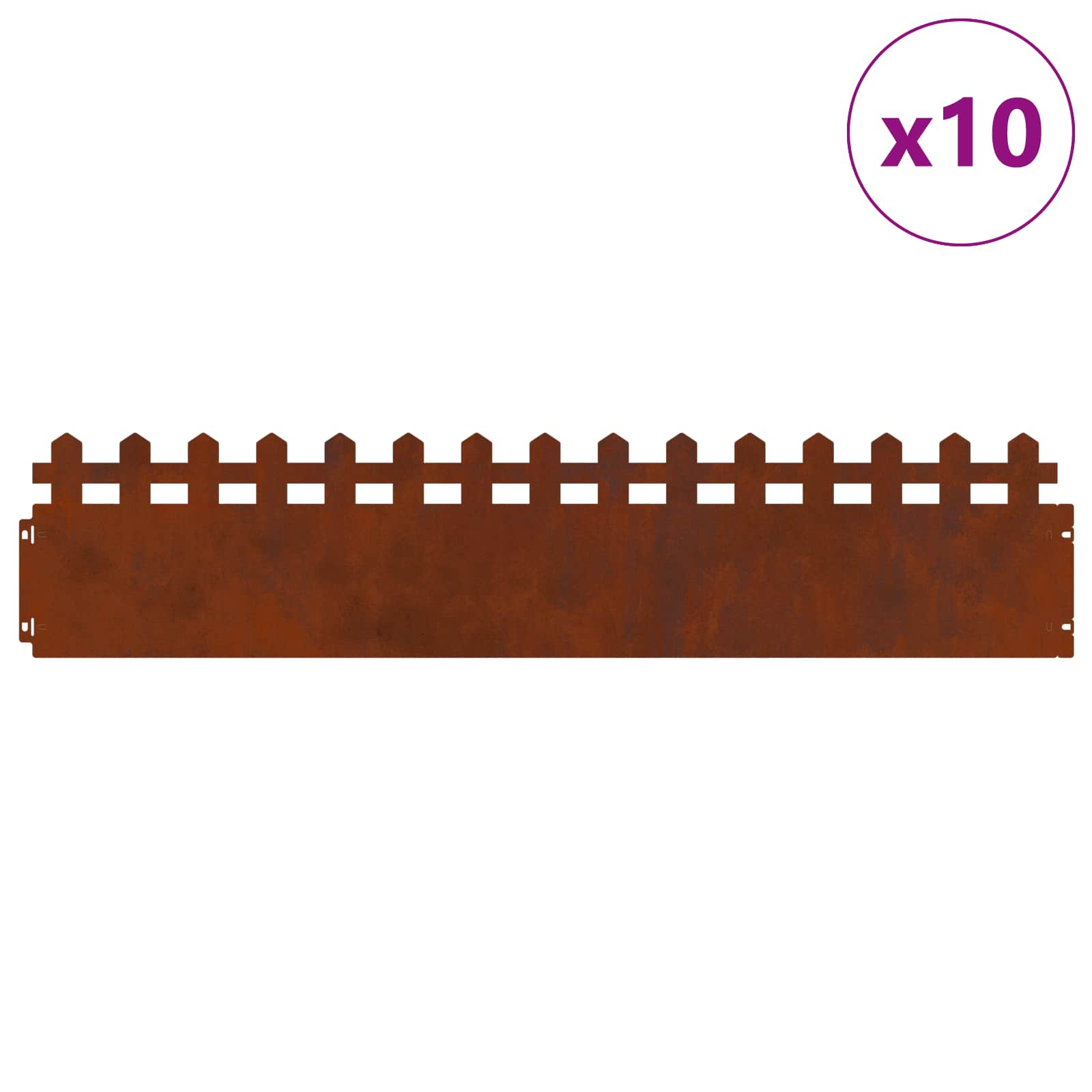Bordure per prato 10 pcs Ruggine 103 x 0,05 x 22 cm | homemem39
