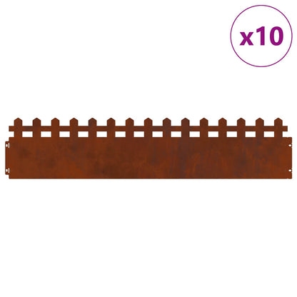 Bordure per prato 10 pcs Ruggine 103 x 0,05 x 22 cm | homemem39