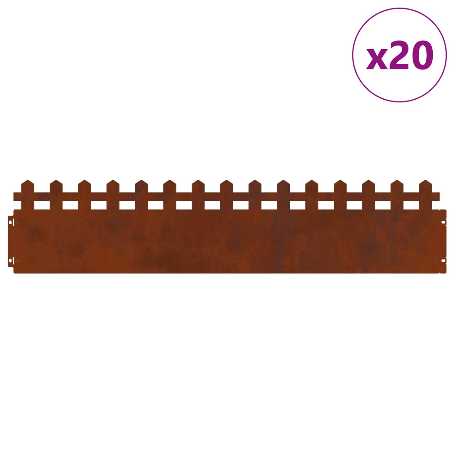 Bordure per prato 20 pcs Ruggine 103 x 0,05 x 22 cm | homemem39