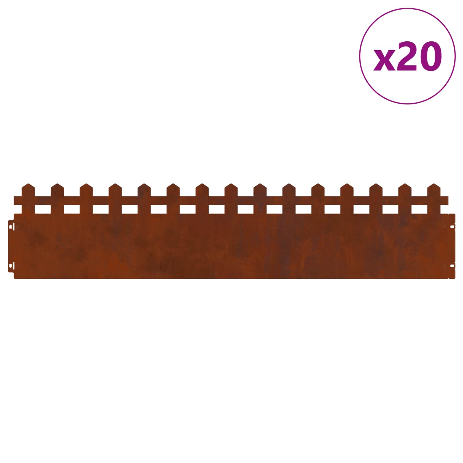 Bordure per prato 20 pcs Ruggine 103 x 0,05 x 22 cm | homemem39