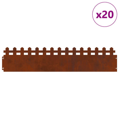 Bordure per prato 20 pcs Ruggine 103 x 0,05 x 22 cm | homemem39