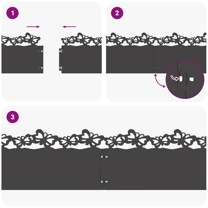 Bordure per prato 20 pcs Nero 103 x 0,05 x 22 cm Acciaio