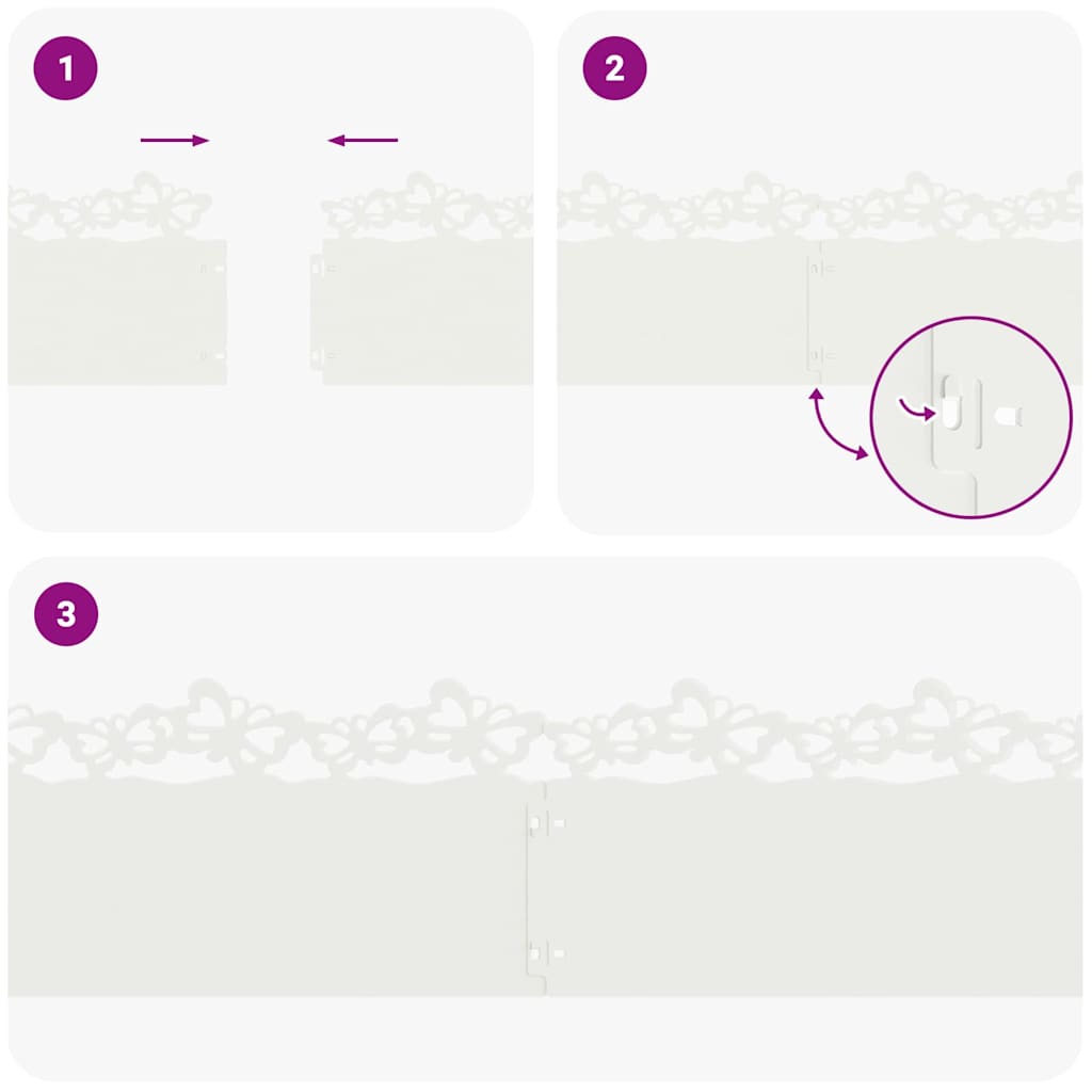 Bordure per prato 10 pcs Bianco 103 x 0,05 x 22 cm Acciaio