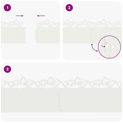 Bordure per prato 10 pcs Bianco 103 x 0,05 x 22 cm Acciaio