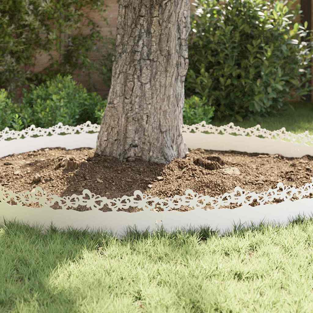 Bordure per prato 20 pcs Bianco 103 x 0,05 x 22 cm Acciaio