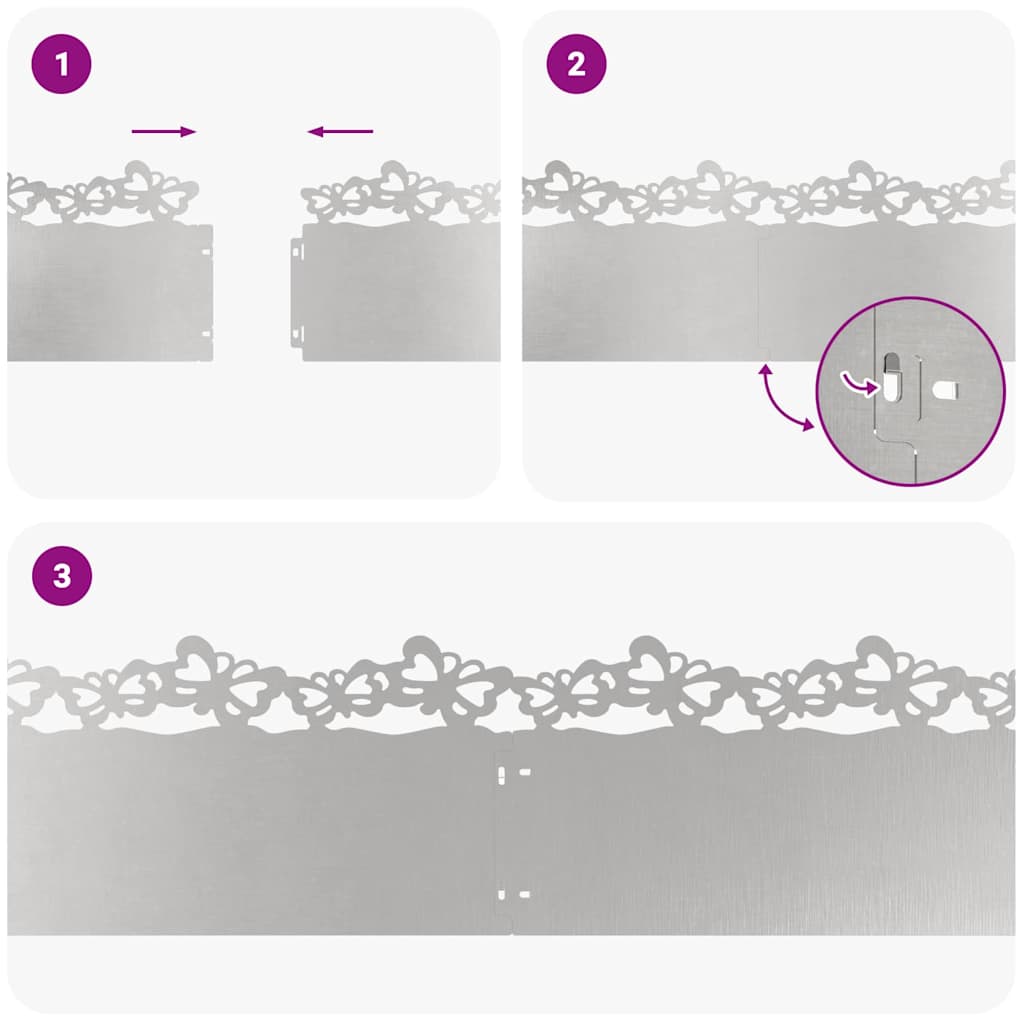 Bordure per prato 30 pcs Argento 103 x 0,05 x 22 cm