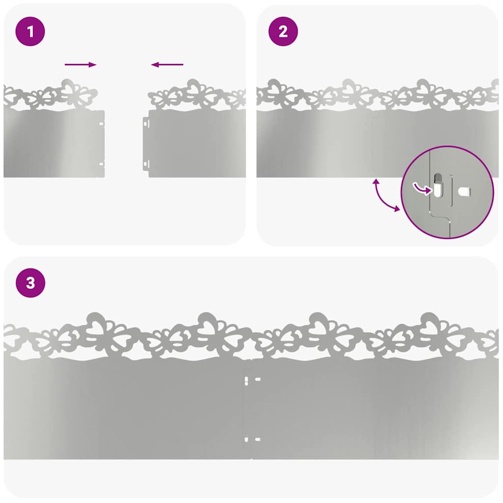Bordure per prato 20 pcs Argento 103 x 0,05 x 22 cm | homemem39