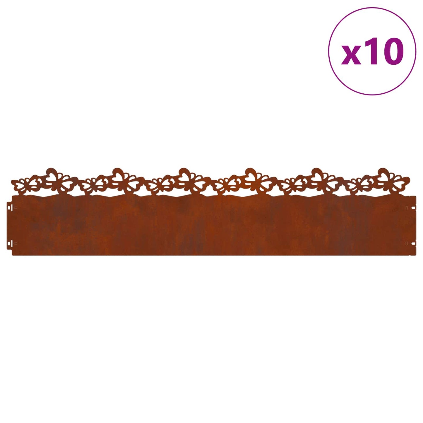 Bordure per prato 10 pcs Ruggine 103 x 0,05 x 22 cm | homemem39