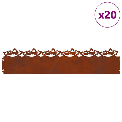 Bordure per prato 20 pcs Ruggine 103 x 0,05 x 22 cm | homemem39