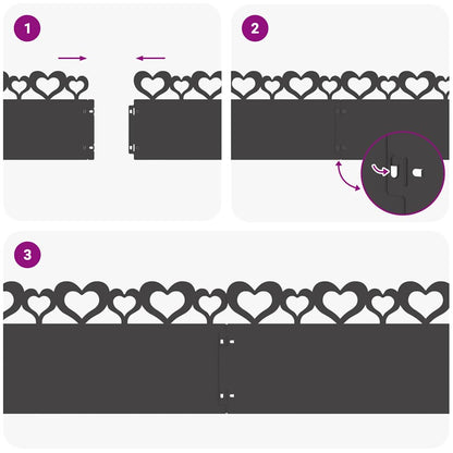 Bordure per prato 20 pcs Nero 103 x 0,05 x 22 cm Acciaio